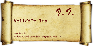 Vollár Ida névjegykártya