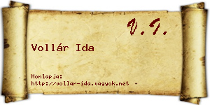 Vollár Ida névjegykártya